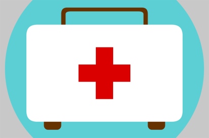 A drawn doctor's bag with a red cross on it